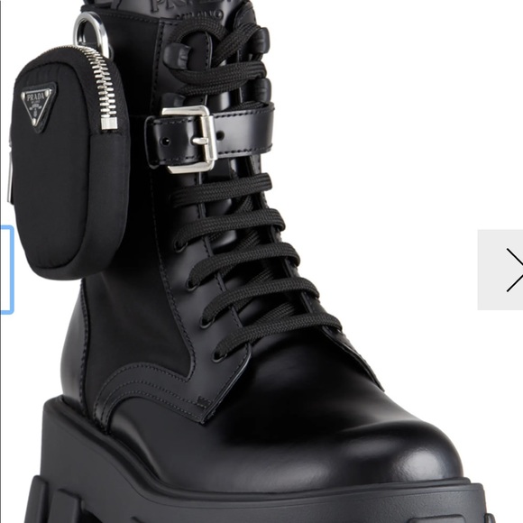 !!!SOLD!!!!Prada Leather Zip Pocket Combat Booties - Picture 2 of 5